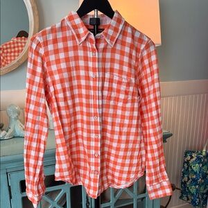 Tommy Bahama Orange and White Checkered Button-Up Shirt